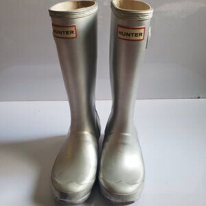 Hunter Kid's Rainboots Silver Size 3Y GUC